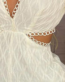 Yipinpay Waist Women Summer & Autumn Lantern Sleeve Cutout Ruffles Romper Female & Lady Sexy Casual Party Sexy Elegant Jumpsuits