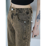 yipinpay Summer Womans Jeans High Waist Denim Trouser Baggy Streetwear Arc Design Ladies Vintage Wide Leg Straight Loose Jean Pants