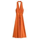 Yipinpay 2023 Woman Backless Long Dress Women Summer Halter Dress Woman Off Shoulder Elegant Party Dresses Sexy Evening Dresses