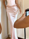 Yipinpay MO Elegant Solid Satin Women'S Skirt 2023 Fashion Slim High Waist Maxi Skirts Elegant Simple Slik Casual Female Clothing