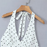 Yipinpay Vintage Polka Dot Halter Dresses Women Sexy Backless A-line Holiday Party Dress Summer Robe