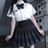 Yipinpay Preppy Black Plaid Pleated Skirt Women Japanese Fashion School Girl Uniform Kawaii Gothic High Waist Mini Skirt Cute JK