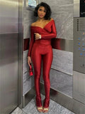 Yipinpay Simenual Casual Skinny Women Two Piece Set Sexy Deep V Crop Tops High Waist Pants Cyber Y2K Outfits Slim Co Ord Suits Streetwear