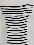 Yipinpay Off Shoulder Knitted Dresses For Women Striped Midi Bodycon Dress Women Black White Sexy Long Dress Woman Summer Dresses