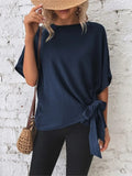 Yipinpay Casual Women's Top T Shirt 2024 Summer Solid Fashion Batwing Sleeve Shirt Tops Bow Women Pullover Blouses Female Clothing