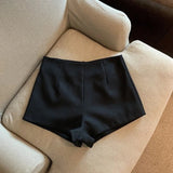 Yipinpay Wide Leg Black Suit Shorts Feminino Women Wild Pantalones Cortos De Mujer High Waist Sexy High Waist Zip Mujer