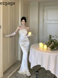 Yipinpay Temperament Dresses Women French Style Chic Sleeveless Slim Belt Sexy Mermaid Dress Vintage Backless Party Ladies