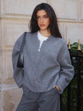 Yipinpay New Spring Zipper Sweater Women's Elegant Knitted Long Sleeve Bomber Jacket Female Round Collar Lady Casual Street Chic Top