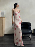 Yipinpay Grunge Elegant Midi Dress Women Y2k Vintage Streetwear Spaghetti Strap High Waist Florals Printed Party Dress Female