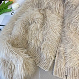 Yipinpay Autumn Winter Cardigan Mujer Mink Cashmere Sweaters Knitwear Top Hooded Sweater Clothes Knit Tassels Cardigans Zip Coat