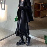 Yipinpay Line High Waist Y2k Vintage Black Open Line Skirts Women Midi Long Faldas Largas Spring Streetwear Dark Goth Harajuku