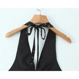 Yipinpay Sexy Backless Halter Dress Women Vintage Print Sleeveless A-line Mini Holiday Beach Dresses Summer Robe