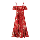 Yipinpay Print Ruffle Long Dress Women Off Shoulder Summer Dresses Woman 2023 Holiday Short Sleeve Slip Dress Ruched Midi Dresses