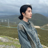 Yipinpay Outerwear Washed Denim Jacket Retro Blue For Women High Quality Autumn Winter Female Harajuku Zipper Jeans Coat Fashion