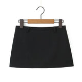 Yipinpay Y2K Low Waist Mini Skirt With Short Lining Women Gray Black Summer A Line Skirts Party