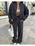 Yipinpay Autumn 2 Piece-Set Tracksuit Trousers Outfits Female Slim High Waist Drawstring Fashion Clothes Loose Women's Pants Sets