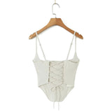 Yipinpay Sexy Women Cross Lacing Up Drawstring Backless Tie Dye Crop Top Sleeveless Female Summer Slim Camis