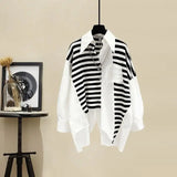 Yipinpay Women's Summer New in Matching Set Korean Elegant Stripe Sunscreen Shirt Tank Top Denim Shorts Three Piece Female Clothing Suit