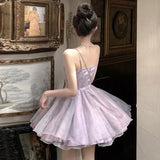 Yipinpay Temperament Dresses Women Sleeveless V Neck Floral French Style Chic Slim Vintage Backless Elegant Dress Party Fairy
