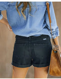 Yipinpay New Women's Summer Black and White Ripped Denim Shorts Fashion Casual Crimping High Stretch Jeans Shorts S-2XL Drop Ship