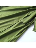 Yipinpay 2024 New Women Green Linen Cotton Wrap Midi Skirt Vintage Ladies High Waist Summer Faldas Mujer