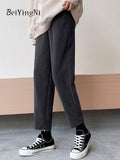 yipinpay Korean Casual Harem Pants Women Solid Autumn Winter High Waisted Sweatpants Female Pockets Loose Harajuku Pants Ladies