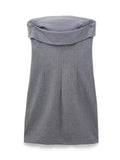 Yipinpay Striped Short Dresses For Women Off Shoulder Bodycon Dress Women Grey Backless Sexy Night Party Dresses Mini Female Dress
