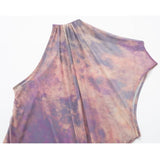 Yipinpay Print Tulle Short Dresses For Women Ruched Mesh Mini Dress Woman Beach Summer Dress Women 2023 Sleeveless Party Dresses