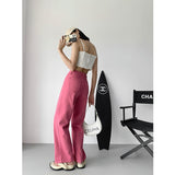 yipinpay Women Bottoms Pink Jeans Vintage Straight High Waist Self Cultivation Casual Baggy Wide Leg Pants Denim Trouser Ladies Summer