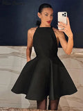 Yipinpay Backless Halter Mini Dress Women Tight Off Shoulder Hollow Out A-line 2024 Spring Summer New Sleeveless Club Party Vestido