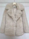 Yipinpay Women Autumn Winter Furry Fur Outerwear Elegant Thick Warm Long Sleeve Turndown Collar Female Overcoat 2023 Fashion Fur Coat