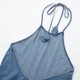 Yipinpay Backless Denim Dress Woman Blue Halter Long Dress Women Off Shoulder Midi Summer Dresses For Women 2023 Holiday Dresses