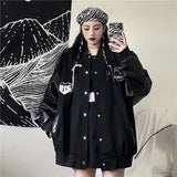 Yipinpay Baseball Bomber Jacket Women Goth Harajuku Patchwork Oversize Leather Jackets Kpop Korean Streetwear Gothic Spring Coat