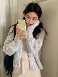 Yipinpay Knit Cardigan Women Colorful Dot Autumn Winter Loose O Neck Single Breasted Cropped Sweater Outwear Female Fashion Tops