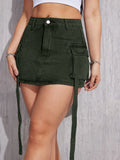 Yipinpay Summer New Women's Blue and Army Green Denim Work Skirt Fashion Sexy Jeans Mini Skirt Hot Girl Clothing S-2XL