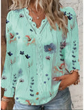 Yipinpay Women's Shirts Autumn Fashion Elegant Long Sleeve Print Office Lady Top White Women Ruffled Hollow Out Blouse Female Clothing