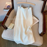 Yipinpay Tops Camis Crop O Neck Lace Up Blouse Sleeveless T Shirt A Line White Skirts Knitting Two Piece Sets Slim Spring Wild