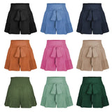 Yipinpay Color Skirt Women's Summer New Straps Ruffle High Waist Wide Leg Shorts Beach Casual Comfortable Loose Short Skirt