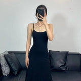 yipinpay Women Black Dress Dress Sleeveless Sexy Europe and America Suspender Simple Temperament Summer 2023 NEW Female Long Skirt