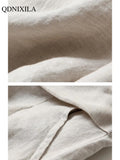 Yipinpay Spring Summer Women's Cotton Linen Wide Leg Pants Loose Elastic High Waist Thin Ladies Skirt Pants Capris Flared Trousers