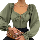 Yipinpay French Chic Blouse Halter Shirts Women Lantern Sleeve Shirt Tops Female Casual Ladies Blouses Autumn&Spring Blusas Dropship