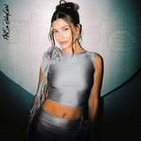 yipinpay Two Piece Set Women Outfits Summer Y2k Streetwear Solid O Neck Sleeveless Crop Top Mini Skirts Skirt Sets Women's Clothing