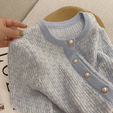 Yipinpay Elegant Cardigan Sweater Women's Fashion O-Neck Long Sleeve 2024 New Spring Autumn Knitwear Women's Short Loose Coat Top