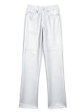 Yipinpay Faux Leather Pants Women High Waist Silver Wide Pants Female Fashion Casual Baggy Pants Y2k Streetwear Woman Trousers