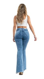 Yipinpay 2024 New High Waist Boot Cut Jeans For Women Fashion Skinny Stretch Button Raw Denim Flared Pants Slim Fit Trousers S-2XL