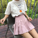 Yipinpay Kawaii Sexy Pleated Skirt Women Cute Lace-up A-line Mini Skirt High-waisted Harajuku Summer Korean Style School Uniforms