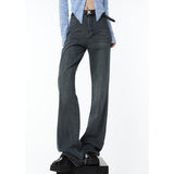 yipinpay Blue High Waist Women Jeans American Fashion Streetwear Wide Leg Jean Female Denim Trouser Straight Baggy Denim Pants