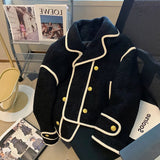 Yipinpay Black Jacket Fragrant Lamb Wool Short Coat Vintage Chaquetas Para Mujer Y2k Women Clothing Roupas Femininas Top