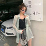 Yipinpay Jacket Women 2024 Summer New Casual Fashion Wild Loose Small Daisy Thin Long-sleeved Chiffon Sunscreen