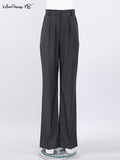 Yipinpay Spring Summer Office Trousers Ladies Work Long Pants Women Gray Fashion Pocket Pants Zipper Button Trousers Female